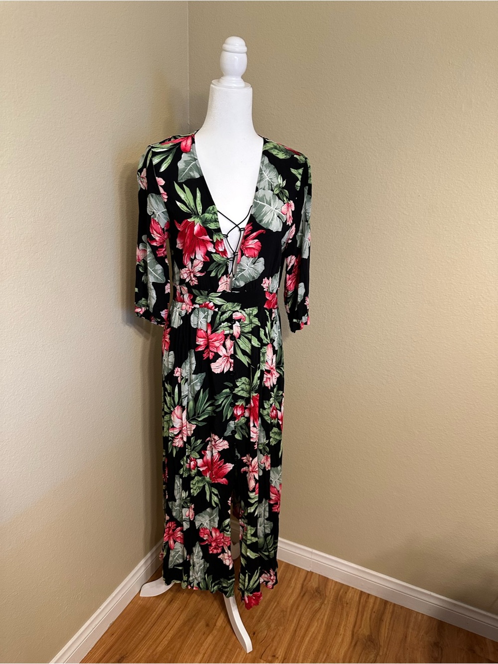 🌸 FEER Boho Floral Button-Front Maxi Dress Size XL 🌺